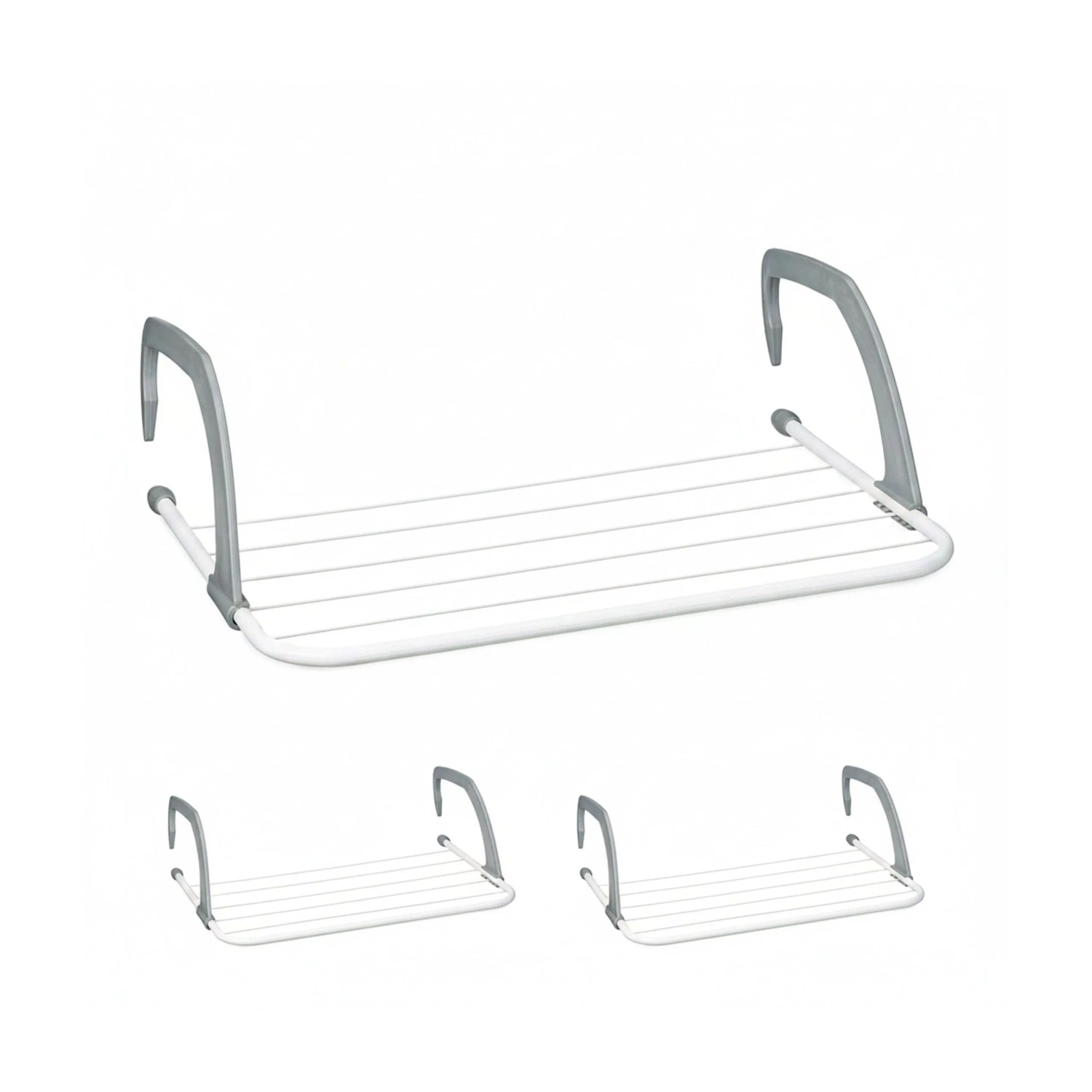 Relaxdays Heizkörpertrockner 3er Set Stahl Kunststoff Weiß Grau Klappbar 16 cm x 51 cm x 34 cm bis 53 cm 1,29 kg