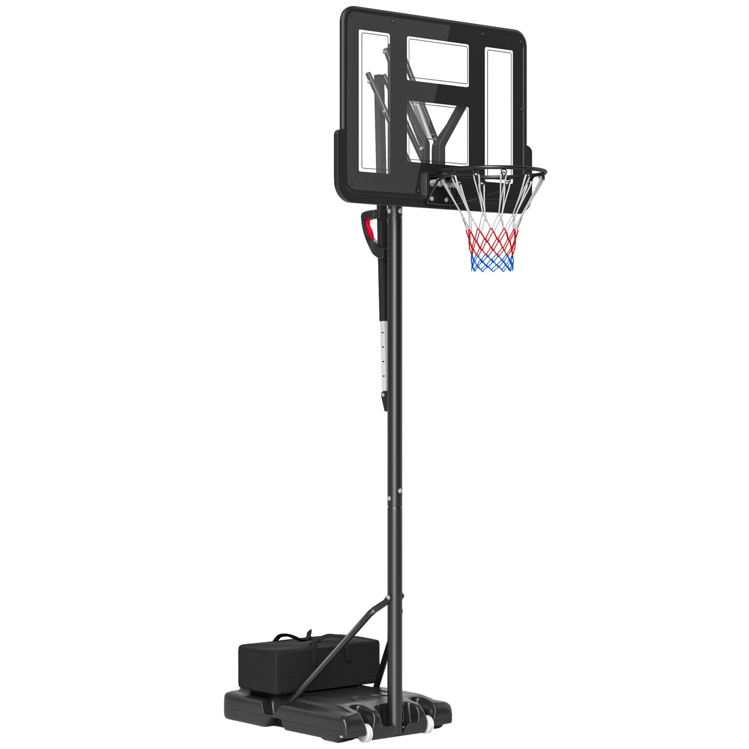 SPORTNOW Basketballkorb Stahl  Kunststoff Schwarz 110L x 75B x 300-370H cm