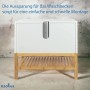 Weißer osoltus Osaka Waschbeckenunterschrank aus MDF mit Bambusgestell. Siphonausschnitt für einfache Montage.