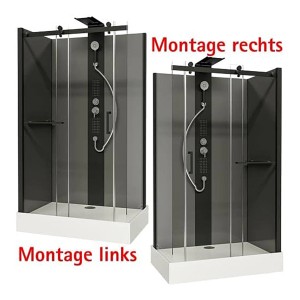 Schulte Komplettduschkabine Korsika mit Schiebetür, schwarze Profile, Montage links und rechts
