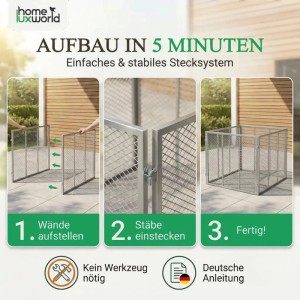HomeLuxWorld Garten Komposter Metall 750 Liter  100 x 100 x 75 cm  Silber