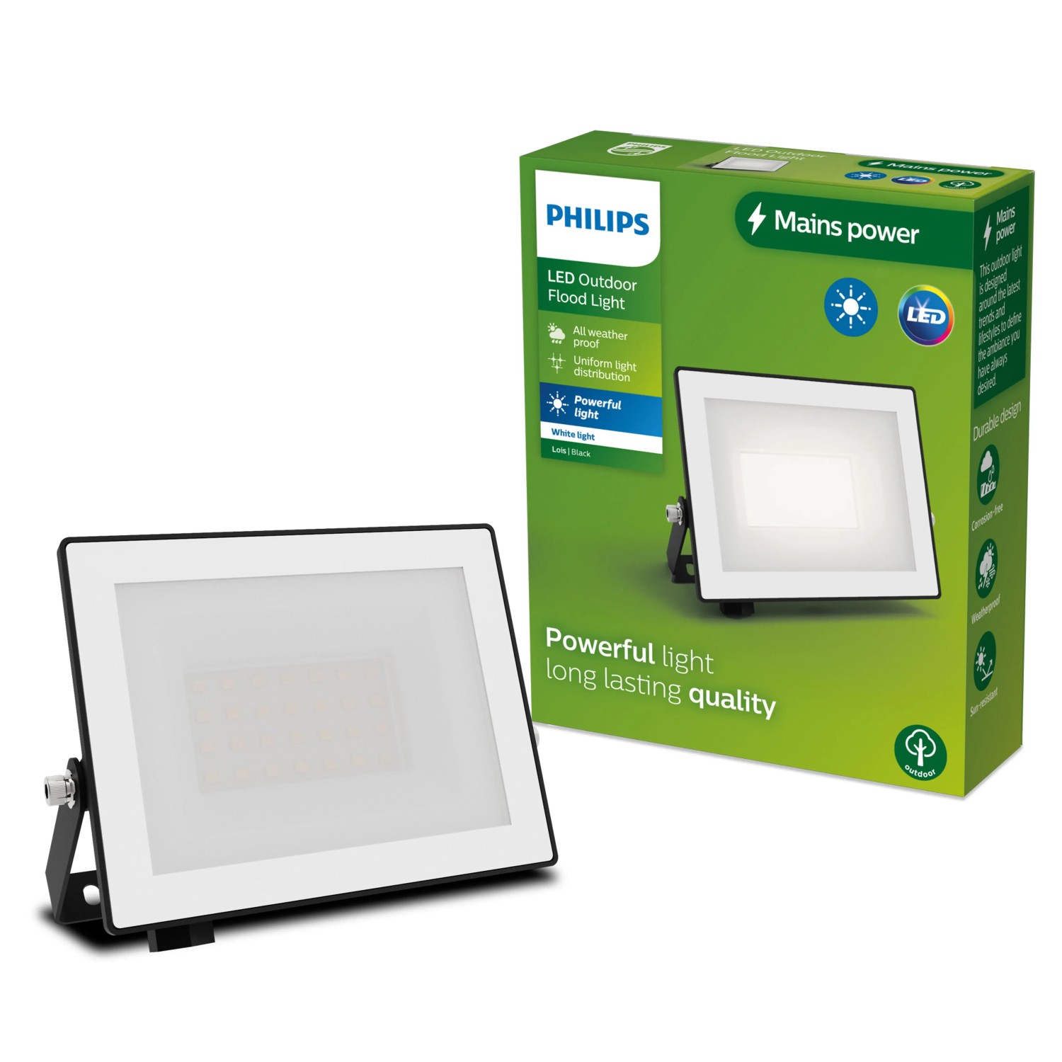 Philips Outdoor Flutlicht Lois 3.000 K 1.800 lm Schwarz