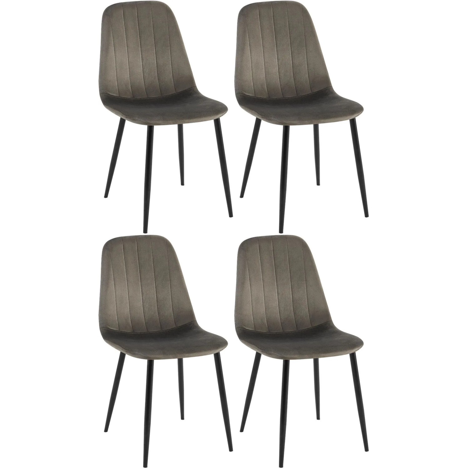 DELUKE 4er Set Esszimmerstuhl FOLIS Samt Anthrazit 45x54x88cm Essstühle Esszimmerstühle Küchenstühle Wohnzimmerstühle