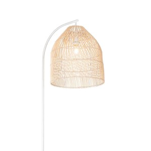 QAZQA Land Stehlampe Weiß mit Rattan Sam