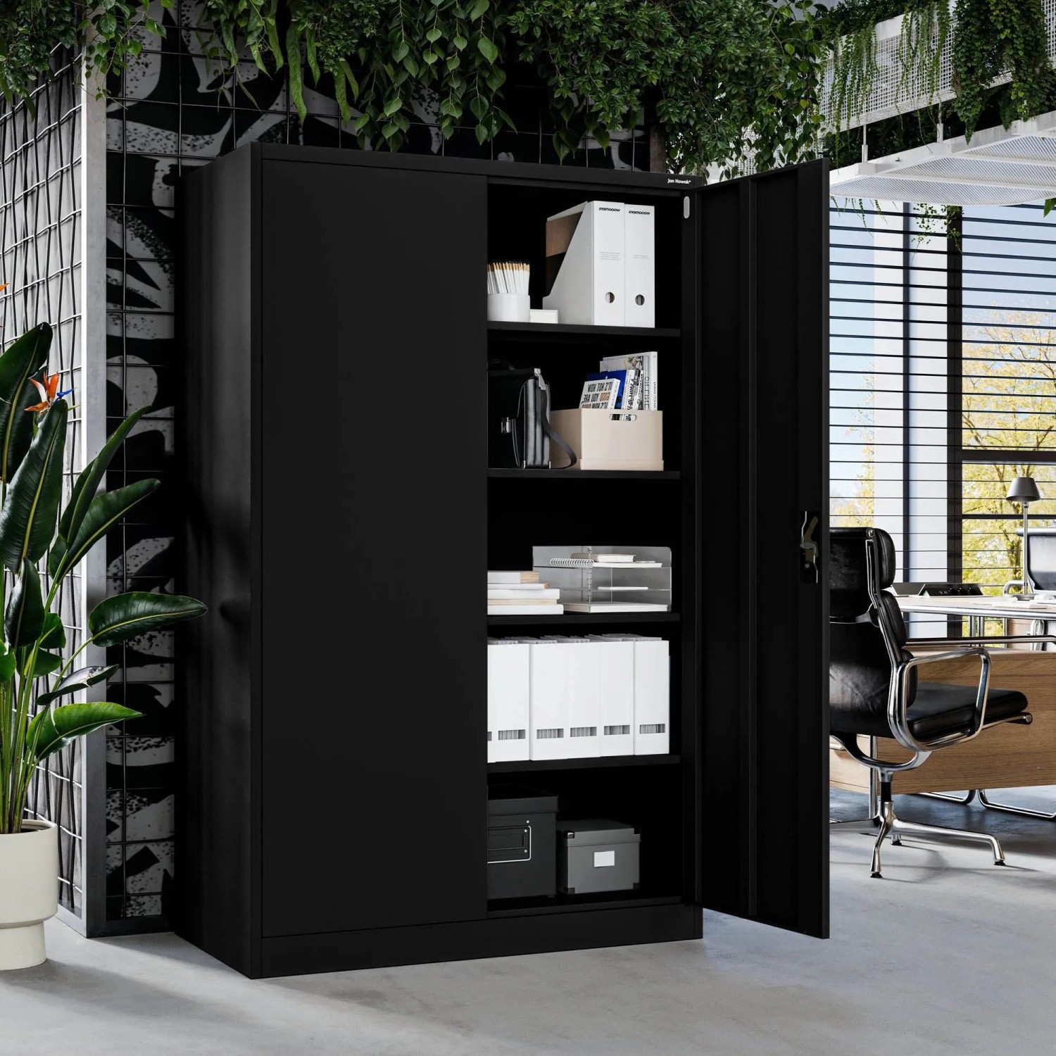 JAN NOWAK Metall-Büroschrank JAN II D600 185 x 115 x 60 cm Schwarz_8