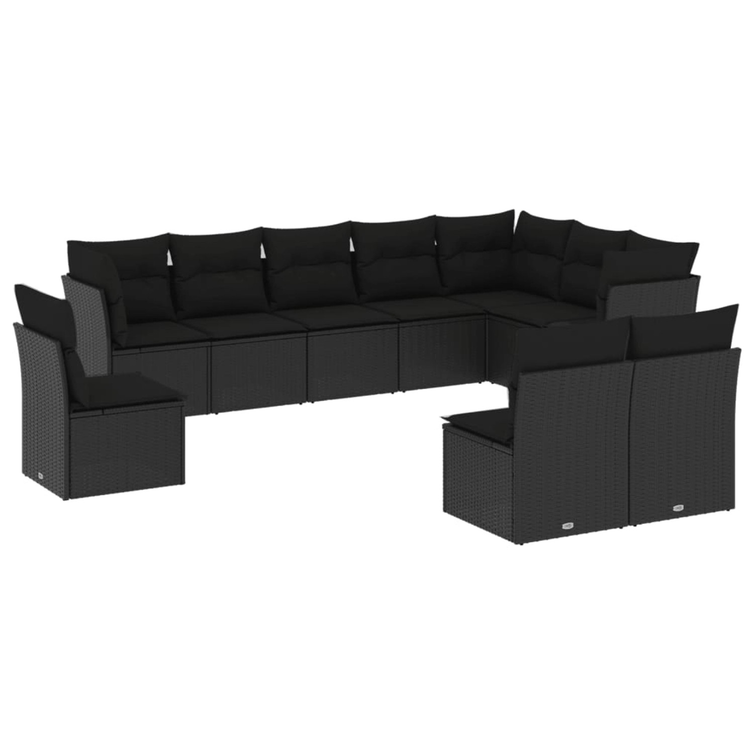 vidaXL 10-tlg Garten-Sofagarnitur mit Kissen Schwarz Poly Rattan Modell 12 günstig online kaufen