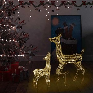 vidaXL LED-Rentier-Familie Weihnachtsdeko Acryl 160 LED Warmweiß 329789