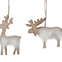 Weißer Rentier-Baumbehang aus MDF und Kunstfell, 11x1x12 cm, Weihnachtsdeko.