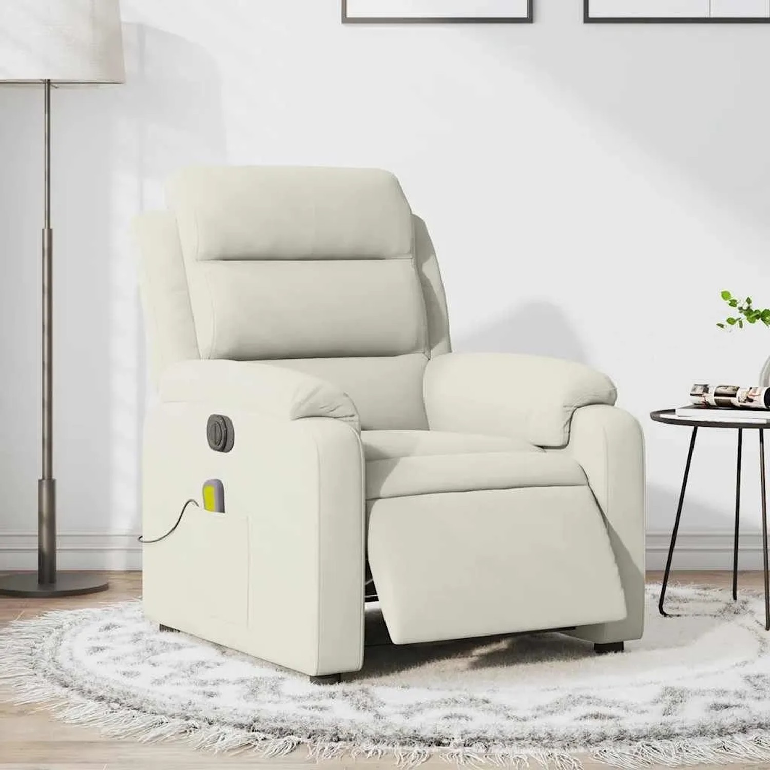 vidaXL Massagesessel Elektrisch Creme Samt 3205090_2