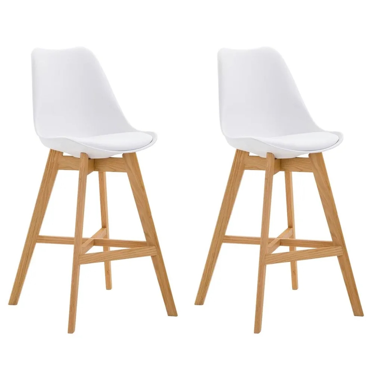 DELUKE 2er Set Barhocker DUMIR Kunststoff Weiß 48x56x112cm Barstuhl Mit Lehne Tresenhocker Tresenstuhl