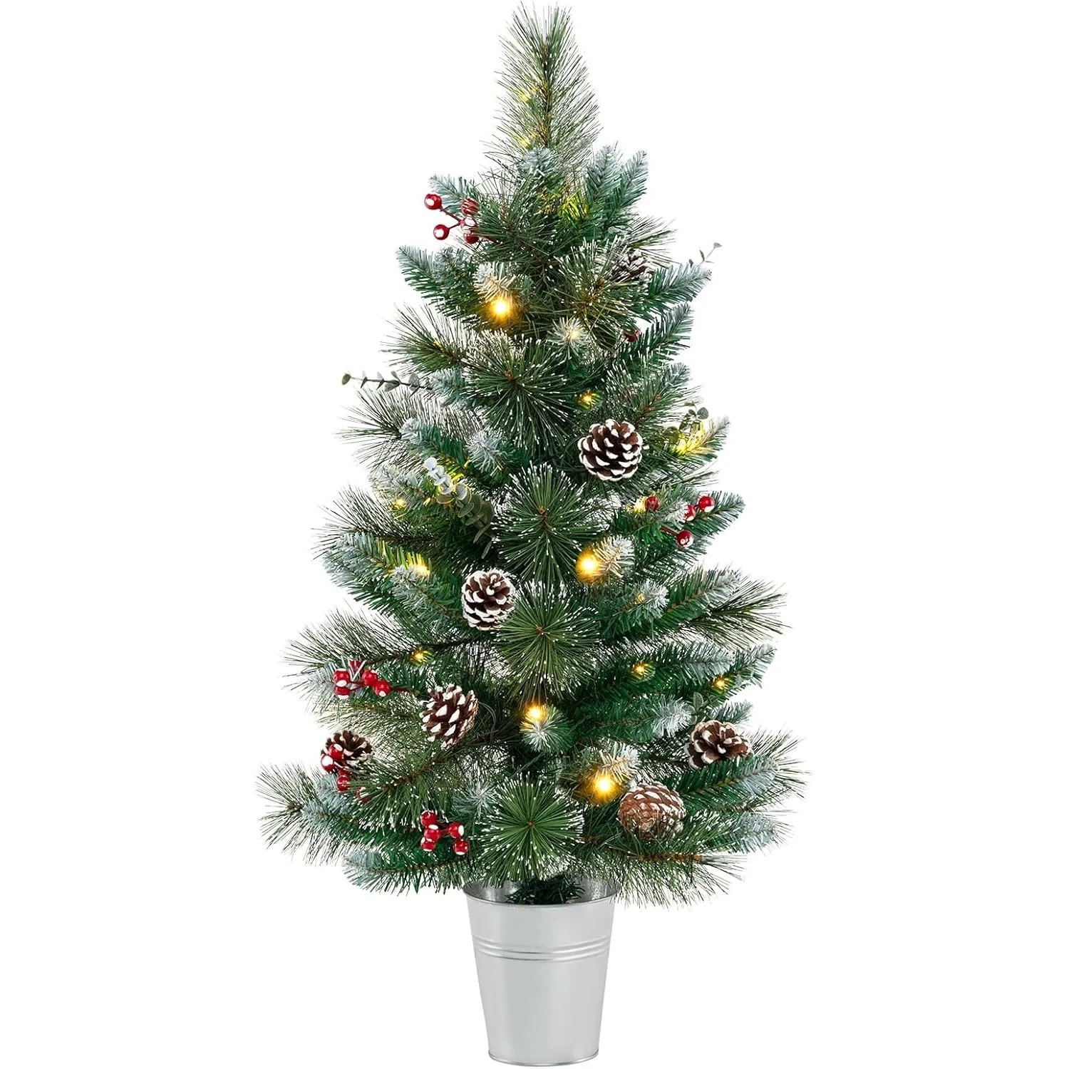 Costway Künstlicher Weihnachtsbaum mit 30 LED-Lichtern 90 cm