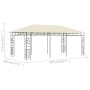 Cremefarbener vidaXL Pavillon 6x3m mit Moskitonetz für Garten & Terrasse.