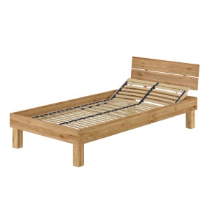 Erst-Holz Massivholzbett Einzelbett Singlebett Holzbett Eiche Geölt Modell 88 Federholzrahmen inkl.