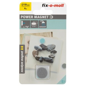 Fix-o-moll Neodym Magnetscheiben, Ø 19mm, grau/türkis, 4er-Pack. Pinnwand-Magnete mit Silikonhaut.