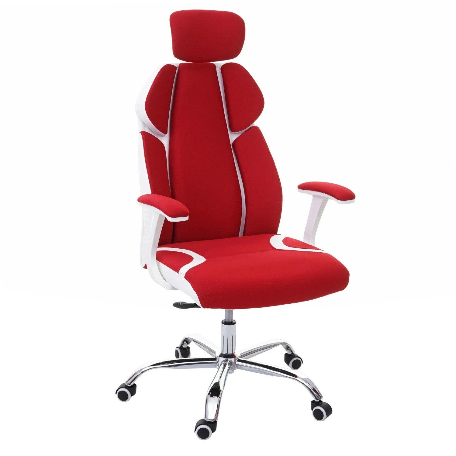 MCW Bürostuhl F12 Sliding-Funktion Stoff/Textil + Kunstleder Rot-Weiß