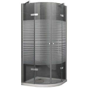 Eck-Duschkabine Viertelkreis mit Streifen, 90x195x90 cm, für moderne Badezimmer.