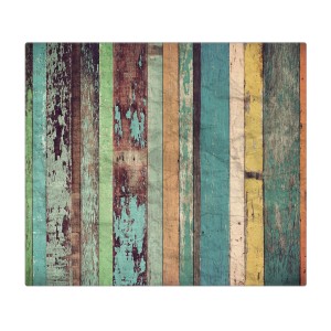 Banjado Herdabdeckplatte Glas mit Motiv Bunte Bretterwand, 60x52cm.