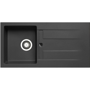 Pyramis Athlos Granitspüle, 86 cm, Carbon, mit Abtropffläche.