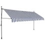 vidaXL einziehbare Markise, 400 cm, blau-weiß gestreift, handbetrieben. Robuster Sonnenschutz für Terrasse.