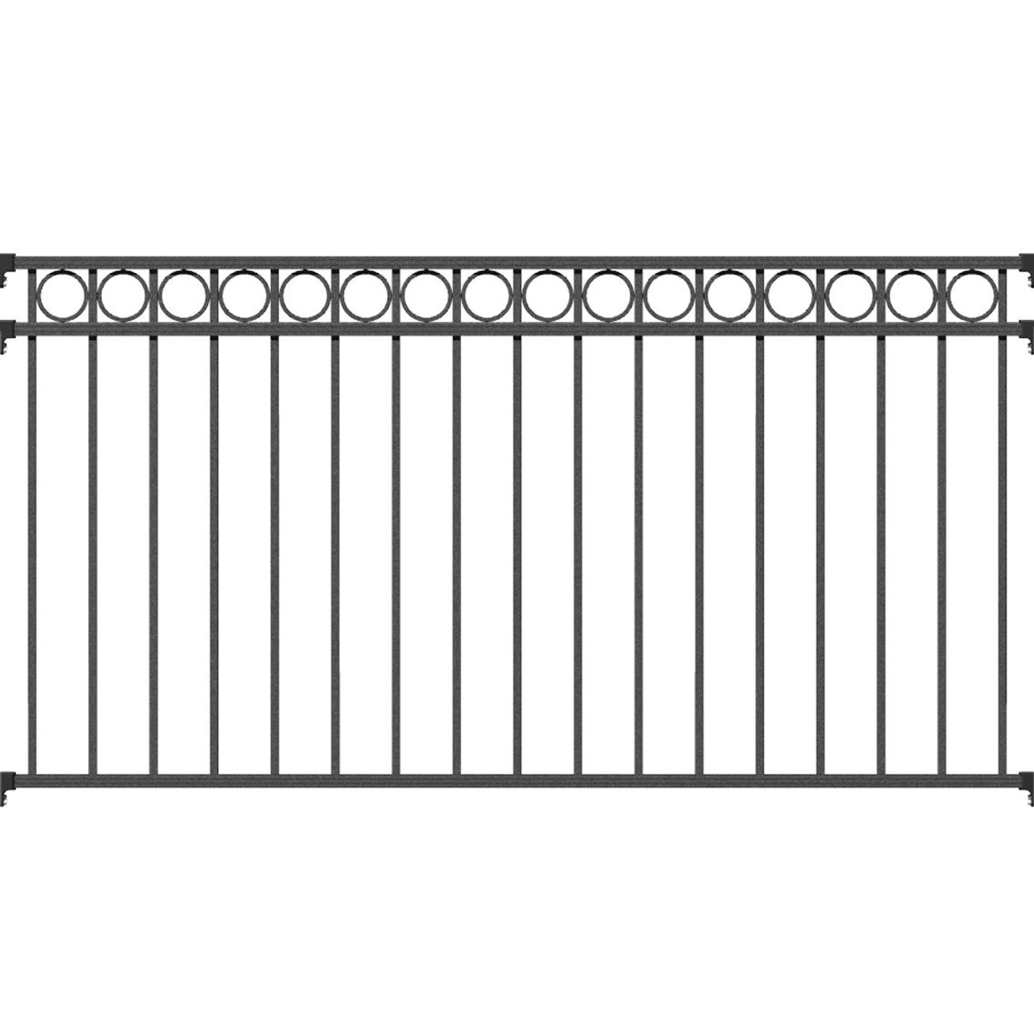 Metallzaun Grund-Set Circle, Anthrazit, 100x1000 cm, zum Einbetonieren. Gartenzaun mit Kreisornamenten.