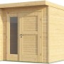 Weka Holz-Gartenhaus Designhaus 262, unbehandelt, mit Flachdach und Doppeltür.