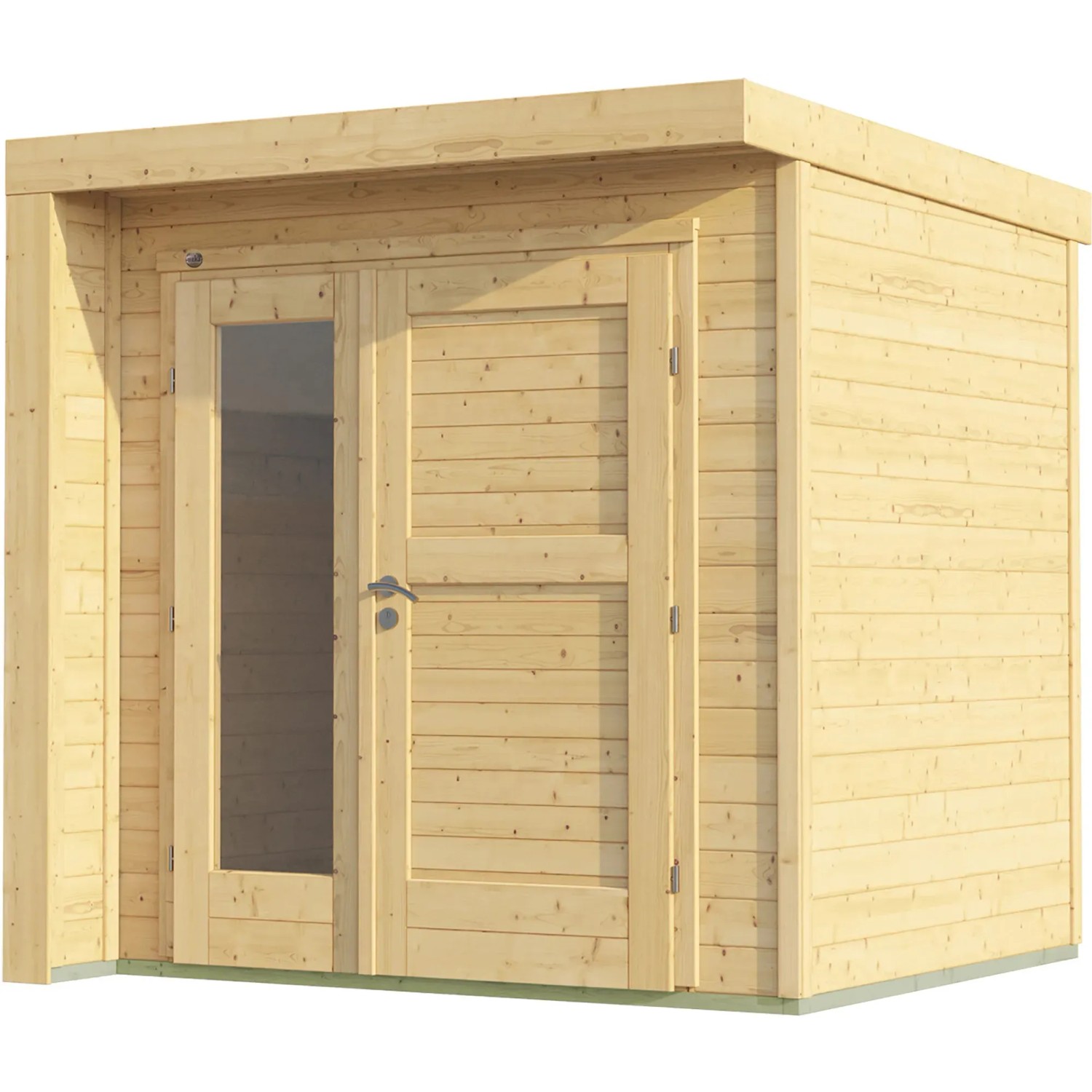 Weka Holz-Gartenhaus Designhaus 262, unbehandelt, mit Flachdach und Doppeltür.