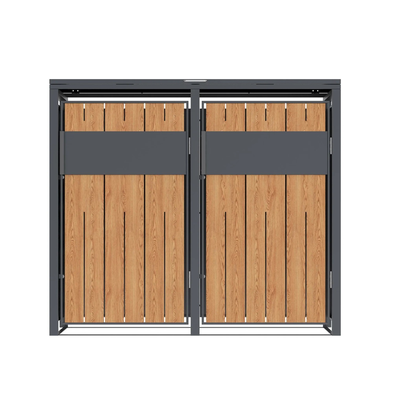 Westmann Mülltonnenbox Varius 2 Anthrazit & Holzoptik 80 cm x 132 cm x 116 cm
