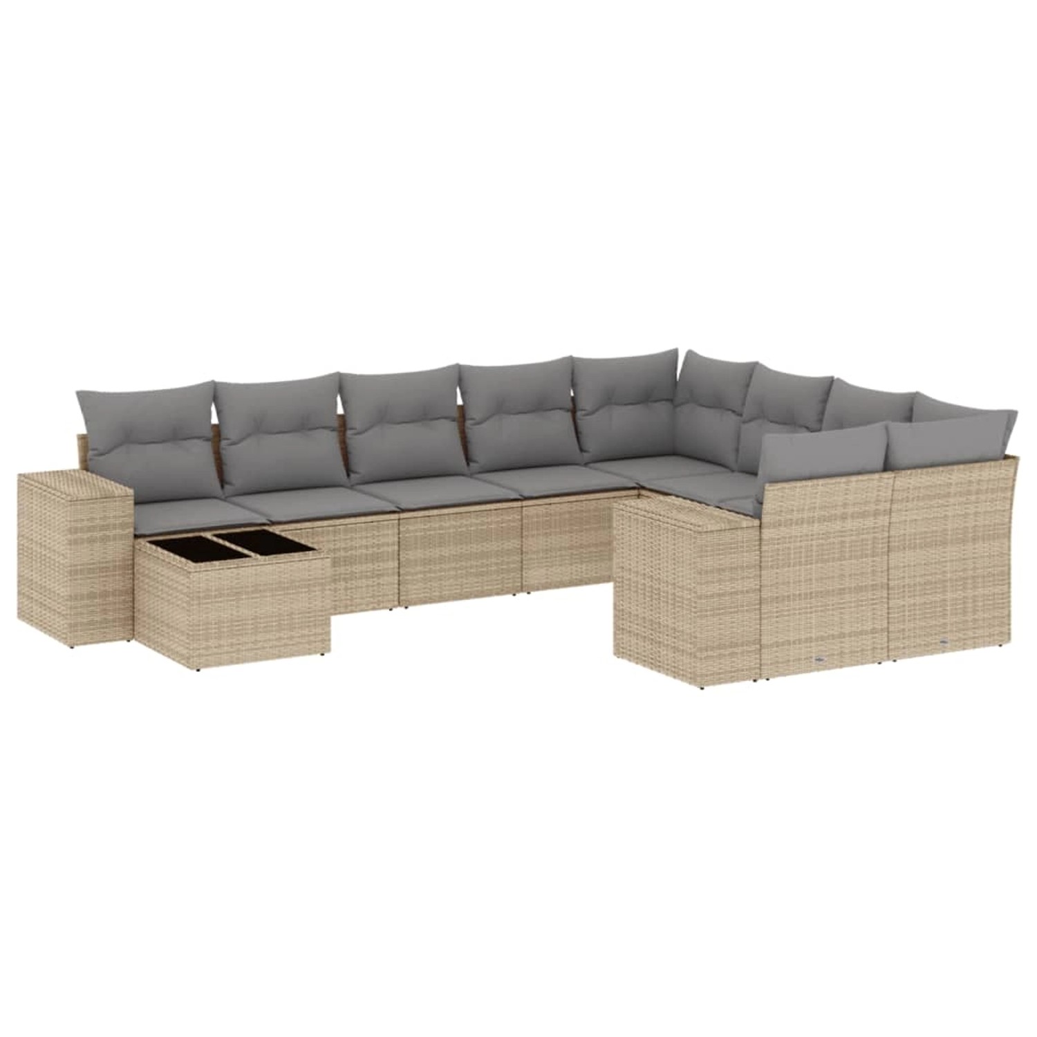 vidaXL 10-Tlg Garten-Sofagarnitur mit Kissen Beige Poly Rattan 3223058 günstig online kaufen