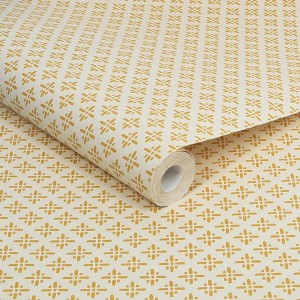 Rolle Joules Vliestapete Beckett Star antik Gold/Gelb mit geometrischem Muster.