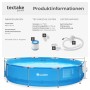 Blauer Tectake Swimming Pool mit Stahlrahmen, 360x76 cm, inklusive Filterpumpe.