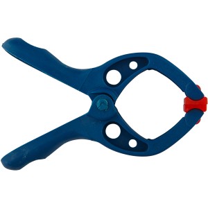 Blaue wolfcraft Microfix Federzwinge, 3 cm Spannweite, für Modellbau und universelle Anwendungen.