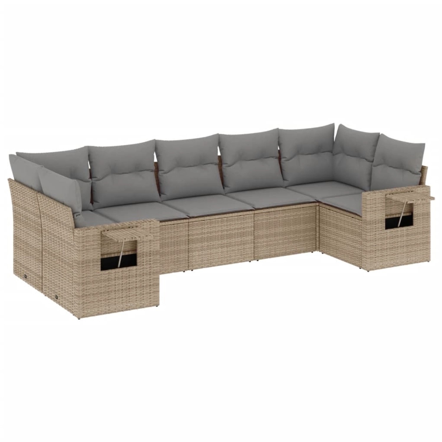 vidaXL 7-Tlg Garten-Sofagarnitur mit Kissen Beige Poly Rattan 3220588 günstig online kaufen
