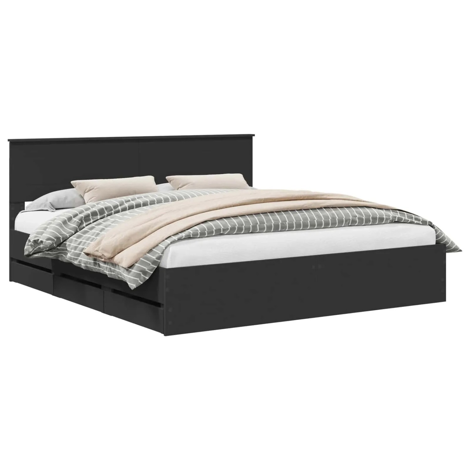 vidaXL Bettrahmen mit Schubladen Schwarz 200 x 200 cm Ingenieurs Holz 34079 günstig online kaufen