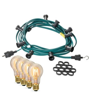 Satisfire Illu-Partylichterkette 20m mit LED Filament Glühbirnen für Biergarten und Terrasse.