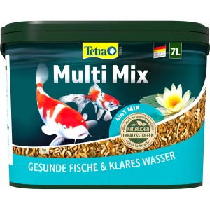 Tetra Pond MultiMix 7l: Fischfutter-Mix für Teichfische mit Flocken, Sticks, Wafern und Gammaruskrebsen.