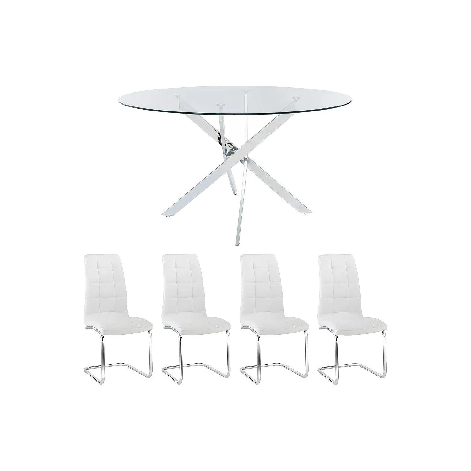 Vente-unique Essgruppe Cosima Transparent  Silberfarben 140 cm
