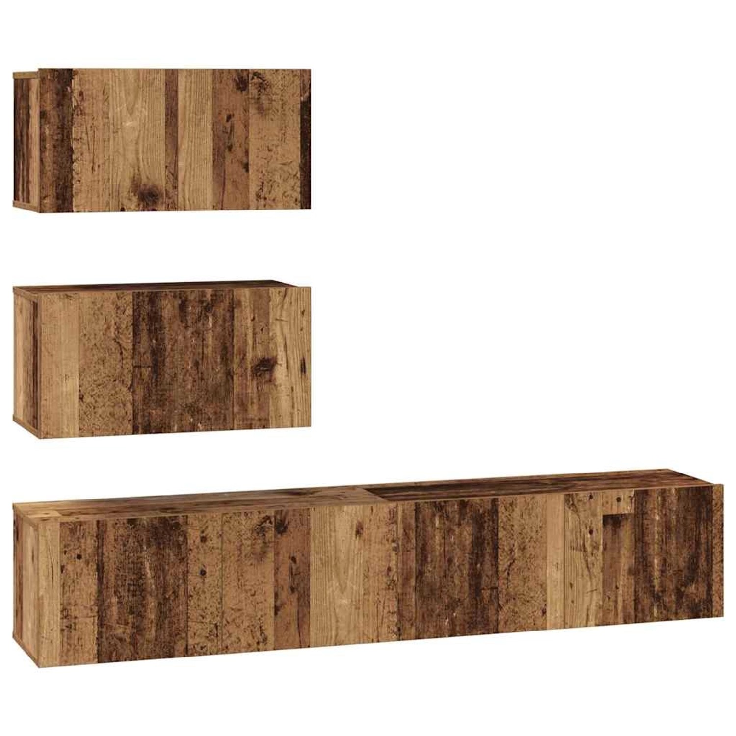 vidaXL TV-Schrank-Set Wandmontiert 4-Tlg Altholz Holzwerkstoff 3393393 günstig online kaufen