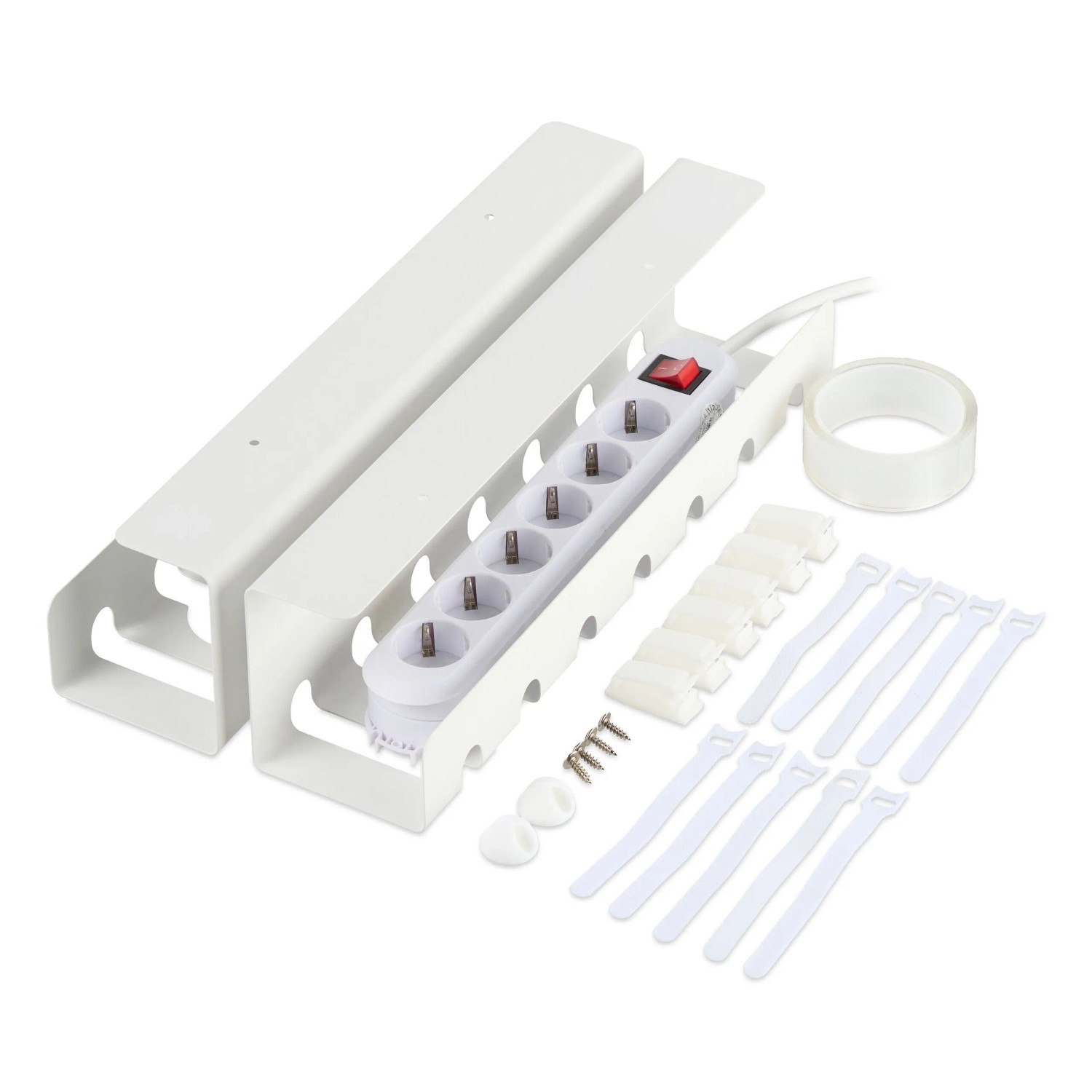 Relaxdays Kabelkanal Stahl Weiß 2er Set 10 cm x 43 cm x 10 cm 750 g