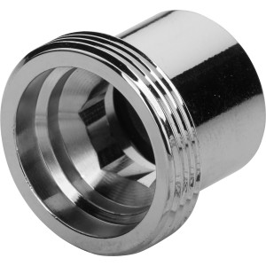 Verchromtes Übergangsstück M22 für Duschzubehör, zur Montage von Strahlreglern an Armaturen.