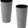 Siena Garden Pflanzsäulen Set, 2 graue Pflanzgefäße mit Rillenoptik, Ø 30x57 cm.
