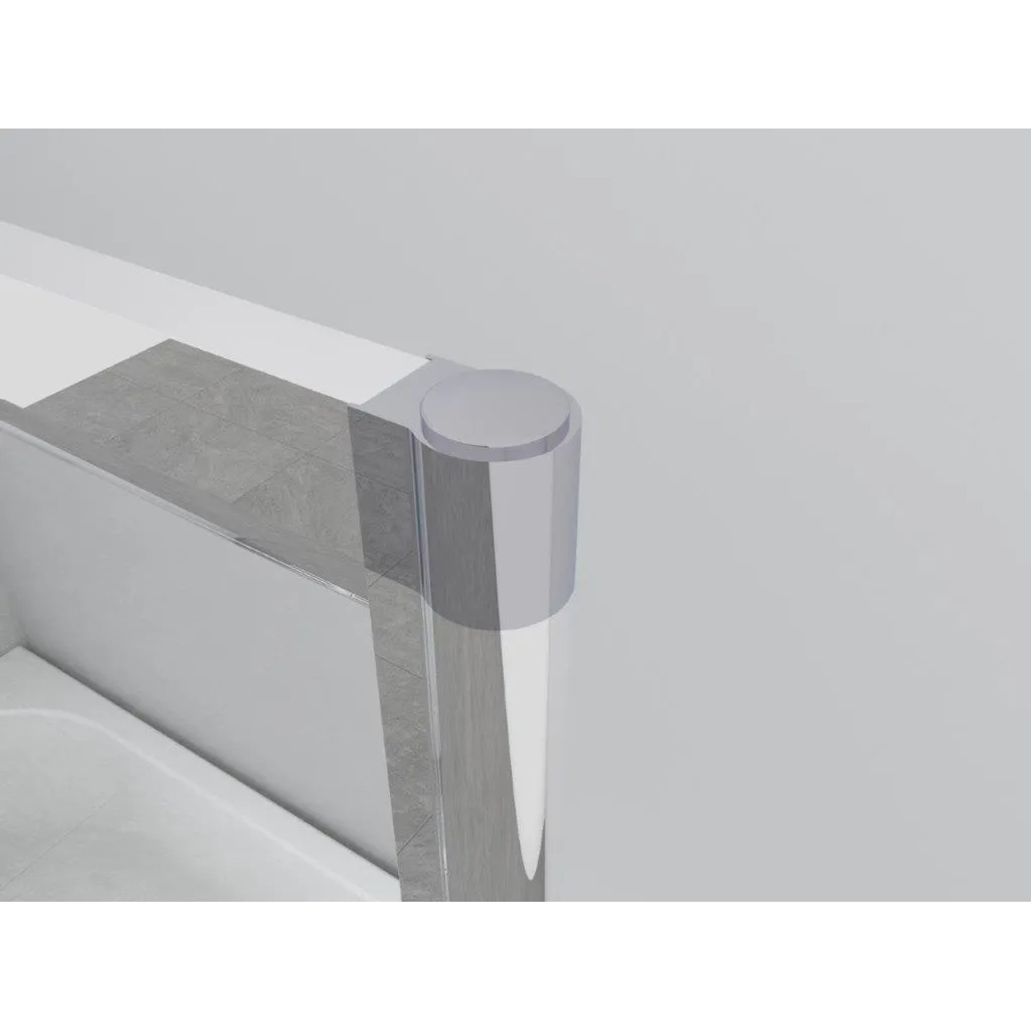 Detailaufnahme: Aurlane Badewannenfaltwand Silver Comfort, 3-teilig, Chromoptik.