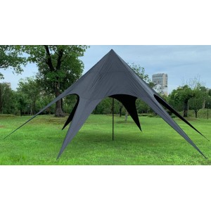 DELUKE Sternzelt TILDA 10m Kunststoff Schwarz Sonnensegel XXL Gartenzelt Eventzelt Gartenpavillon