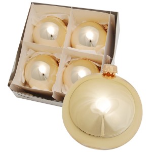 4er-Set goldene Weihnachtskugeln (8cm) von Krebs Glas Lauscha im Karton.