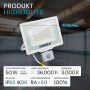 LUXULA LED Strahler 50W mit Bewegungsmelder, warmweiß, IP65, Slim Design.
