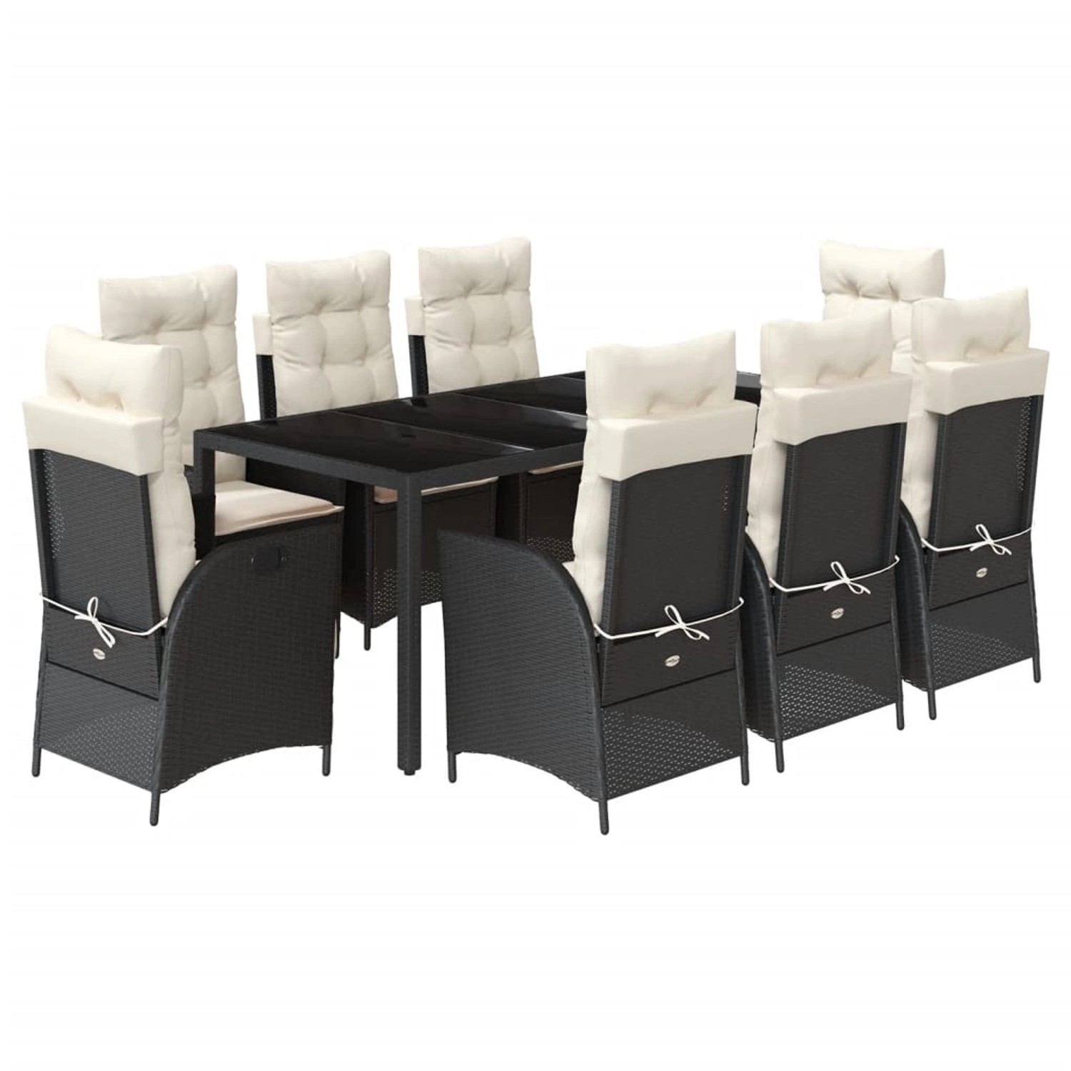 vidaXL 9-Tlg Garten-Essgruppe mit Kissen Schwarz Poly Rattan 3213066 günstig online kaufen