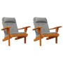 Zwei graue vidaXL Adirondack-Auflagen aus Oxford-Gewebe für Gartenstühle, gepolstert.