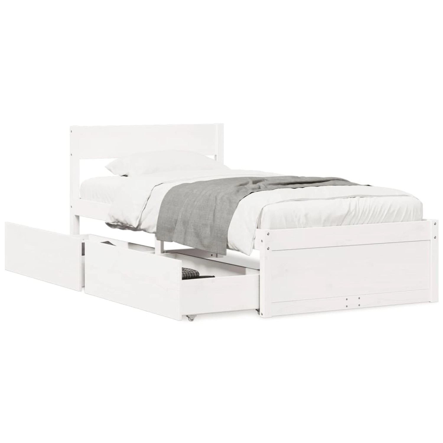 vidaXL Massivholzbett ohne Matratze Weiß 90x200 cm Kiefernholz 846793 günstig online kaufen