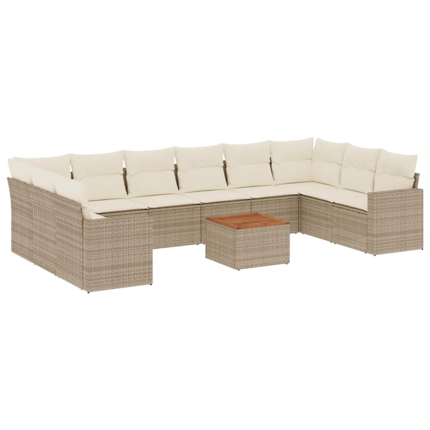 vidaXL 11-Tlg Garten-Sofagarnitur mit Kissen Beige Poly Rattan 3256625 günstig online kaufen