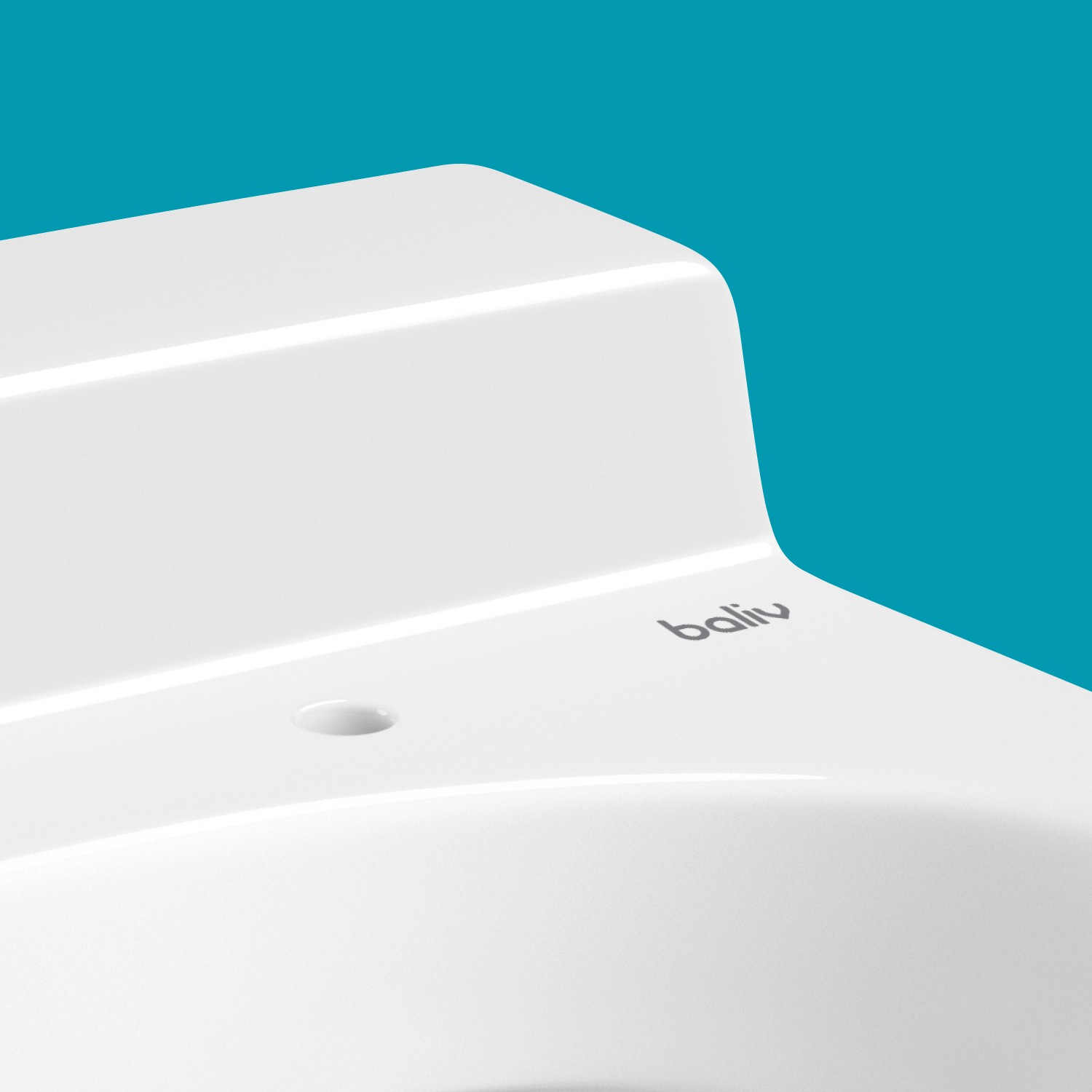 Detailaufnahme des weißen baliv Wand WC-Sets Cleveland, spülrandlos.