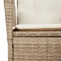 Detailansicht: Beige Poly Rattan Gartenstuhl mit Kissen aus der vidaXL 7-tlg. Essgruppe.